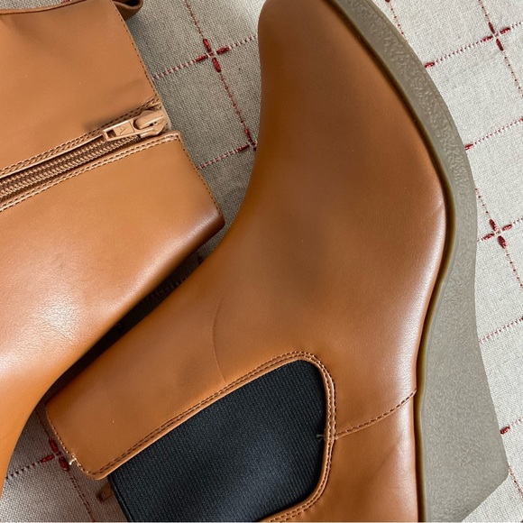 Aerosoles “Brandi” Wedge Bootie Sz 7.5 Brown Faux Leather Ankle Boots Comfy Boot - Picture 8 of 9